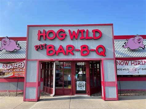 Hog wild pit bar-b-q - Hog Wild Pit Bar-B-Q (Derby) Online Ordering Menu. 620 N Rock Road Suite 250 Derby, KS 67037 (316) 425-6010. 11:00 AM - 8:00 PM 97% of 862 customers recommended. Start your carryout order. Check Availability. Expand Menu. BBQ DINNERS. Served with Texas toast and 2 sides. Add $1 for beef.